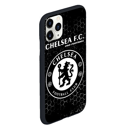 Чехол iPhone 11 Pro матовый CHELSEA Pro Football Соты / 3D-Черный – фото 2