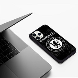 Чехол iPhone 11 Pro матовый CHELSEA Pro Football Соты, цвет: 3D-черный — фото 2