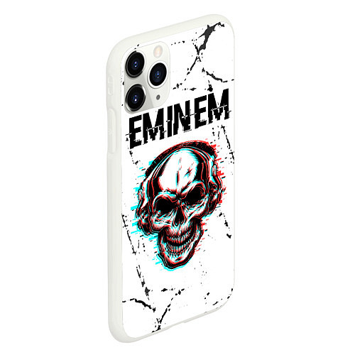 Чехол iPhone 11 Pro матовый Eminem ЧЕРЕП Потертости / 3D-Белый – фото 2