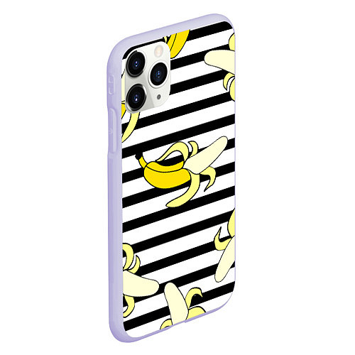 Чехол iPhone 11 Pro матовый Banana pattern Summer / 3D-Светло-сиреневый – фото 2
