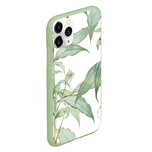 Чехол iPhone 11 Pro матовый Цветы Яркая Листва / 3D-Салатовый – фото 2
