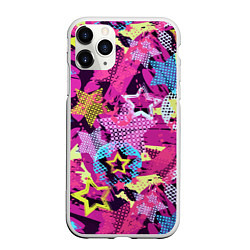 Чехол iPhone 11 Pro матовый Star Colorful Pattern Fashion Neon, цвет: 3D-белый
