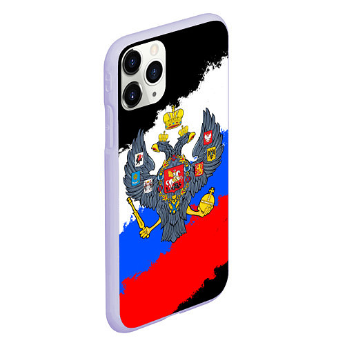 Чехол iPhone 11 Pro матовый Россия - имперский герб / 3D-Светло-сиреневый – фото 2