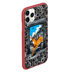 Чехол iPhone 11 Pro матовый Олень 3D рисунок, цвет: 3D-красный — фото 2