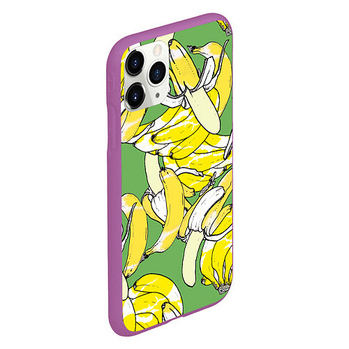 Чехол iPhone 11 Pro матовый Banana pattern Summer Food / 3D-Фиолетовый – фото 2