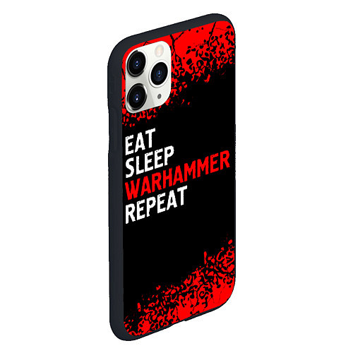 Чехол iPhone 11 Pro матовый Eat Sleep Warhammer Repeat - Спрей / 3D-Черный – фото 2