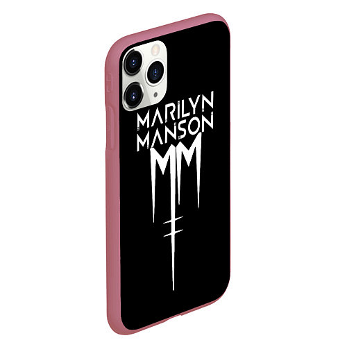 Чехол iPhone 11 Pro матовый Marilyn manson rock n roll / 3D-Малиновый – фото 2