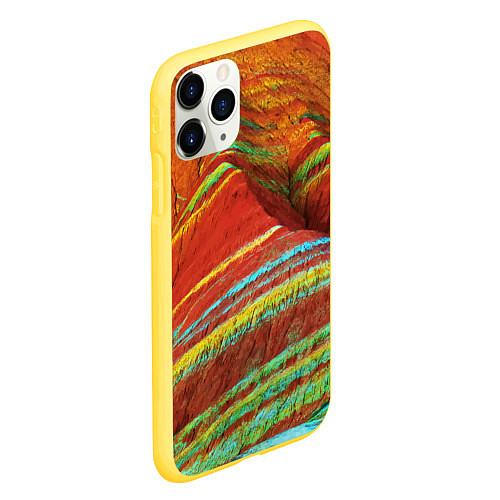 Чехол iPhone 11 Pro матовый Знаменитые разноцветные горы Китай / 3D-Желтый – фото 2