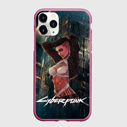 Чехол iPhone 11 Pro матовый VI ВИ CYBERPUNK2077, цвет: 3D-малиновый