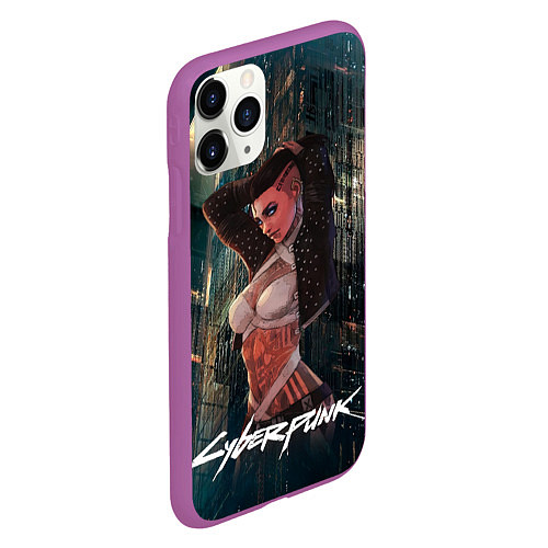 Чехол iPhone 11 Pro матовый VI ВИ CYBERPUNK2077 / 3D-Фиолетовый – фото 2