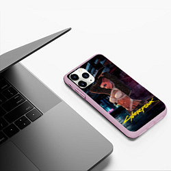 Чехол iPhone 11 Pro матовый Girl Vi cyberpunk2077, цвет: 3D-розовый — фото 2