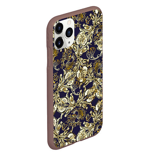 Чехол iPhone 11 Pro матовый Узоры и листья / 3D-Коричневый – фото 2