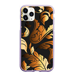 Чехол iPhone 11 Pro матовый Узоры и листья, цвет: 3D-светло-сиреневый