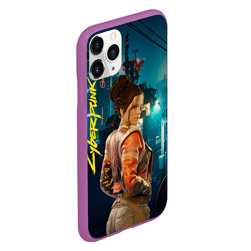 Чехол iPhone 11 Pro матовый Панам Nightcity / 3D-Фиолетовый – фото 2