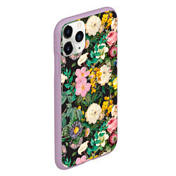 Чехол iPhone 11 Pro матовый Паттерн из летних цветов Summer Flowers Pattern, цвет: 3D-сиреневый — фото 2