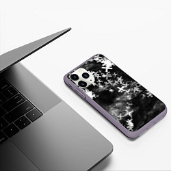 Чехол iPhone 11 Pro матовый Сердца в крестах Коллекция Get inspired! Z-b-heart, цвет: 3D-серый — фото 2