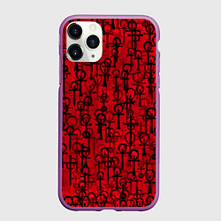 Чехол iPhone 11 Pro матовый Знаки вампиров, цвет: 3D-фиолетовый