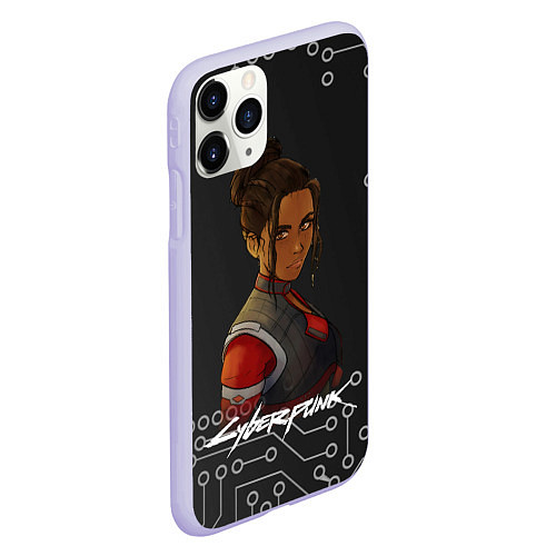 Чехол iPhone 11 Pro матовый Панам арт Cyberpunk 2077 / 3D-Светло-сиреневый – фото 2