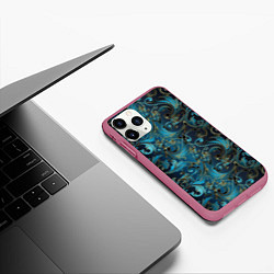 Чехол iPhone 11 Pro матовый Blue Abstract Узоры, цвет: 3D-малиновый — фото 2