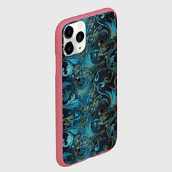 Чехол iPhone 11 Pro матовый Blue Abstract Узоры, цвет: 3D-малиновый — фото 2