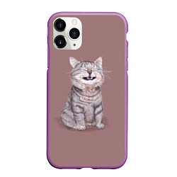 Чехол iPhone 11 Pro матовый Недовольный котик Disgruntled cat, цвет: 3D-фиолетовый