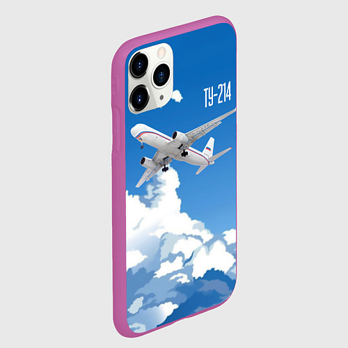 Чехол iPhone 11 Pro матовый Самолет Ту-214 / 3D-Фиолетовый – фото 2