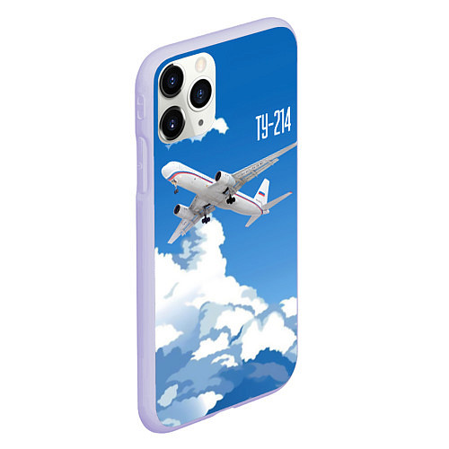 Чехол iPhone 11 Pro матовый Самолет Ту-214 / 3D-Светло-сиреневый – фото 2