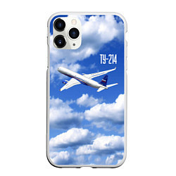 Чехол iPhone 11 Pro матовый Самолет Ту-214, цвет: 3D-белый