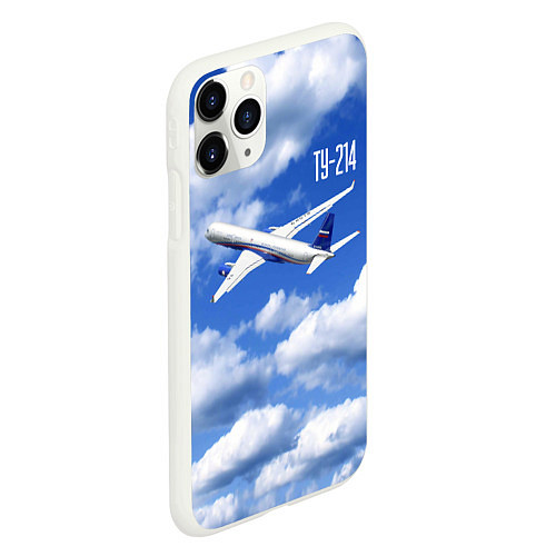 Чехол iPhone 11 Pro матовый Самолет Ту-214 / 3D-Белый – фото 2