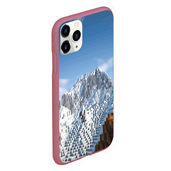 Чехол iPhone 11 Pro матовый Minecraft Mountains Video game, цвет: 3D-малиновый — фото 2