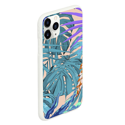 Чехол iPhone 11 Pro матовый Цветы Цветущие Тропики / 3D-Белый – фото 2