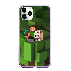 Чехол iPhone 11 Pro матовый Minecraft Heroes Video game, цвет: 3D-светло-сиреневый