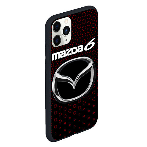 Чехол iPhone 11 Pro матовый MAZDA 6 - Соты / 3D-Черный – фото 2