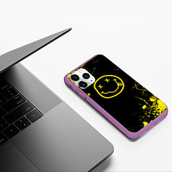 Чехол iPhone 11 Pro матовый Nirvana texture смайл, цвет: 3D-фиолетовый — фото 2