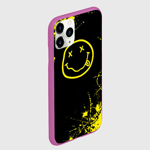 Чехол iPhone 11 Pro матовый Nirvana texture смайл / 3D-Фиолетовый – фото 2