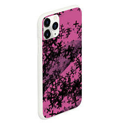 Чехол iPhone 11 Pro матовый Кресты и хаос На розовом Коллекция Get inspired! F, цвет: 3D-белый — фото 2