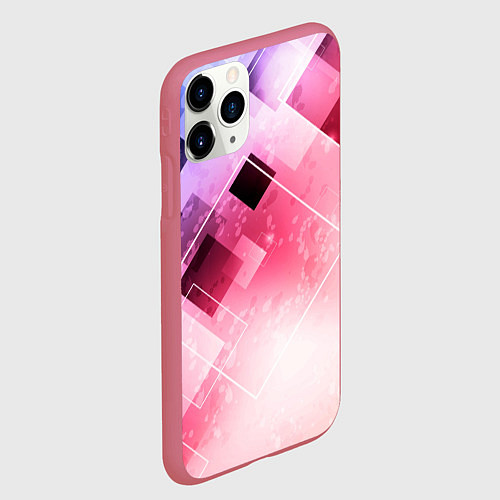 Чехол iPhone 11 Pro матовый Розово-голубая абстрактная геометрия / 3D-Малиновый – фото 2
