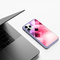 Чехол iPhone 11 Pro матовый Розово-голубая абстрактная геометрия, цвет: 3D-светло-сиреневый — фото 2