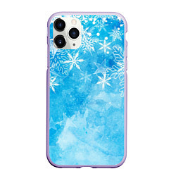 Чехол iPhone 11 Pro матовый Новогодние снежинки, цвет: 3D-светло-сиреневый