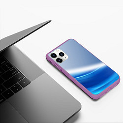 Чехол iPhone 11 Pro матовый Цифровая волна, цвет: 3D-фиолетовый — фото 2