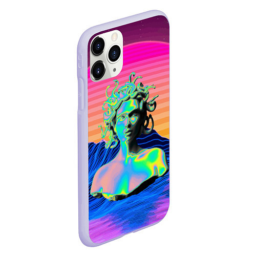 Чехол iPhone 11 Pro матовый Gorgon Medusa Vaporwave Neon Mountains / 3D-Светло-сиреневый – фото 2