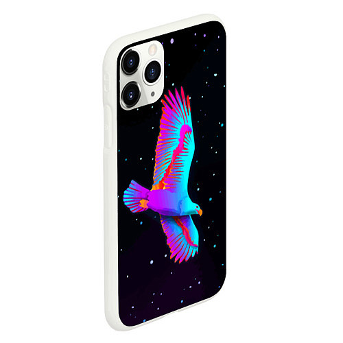 Чехол iPhone 11 Pro матовый Eagle Space Neon / 3D-Белый – фото 2