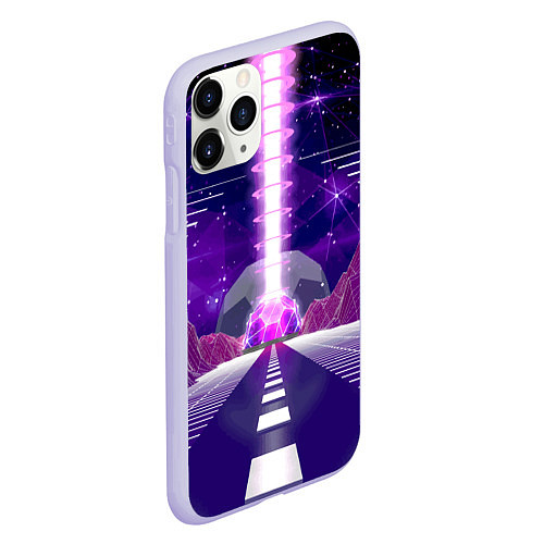 Чехол iPhone 11 Pro матовый Vaporwave Neon Space / 3D-Светло-сиреневый – фото 2