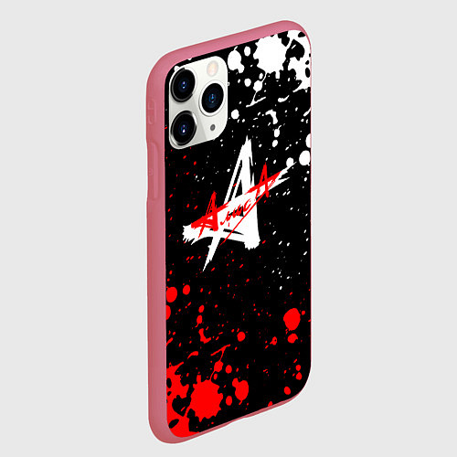 Чехол iPhone 11 Pro матовый Алиса брызги красок белый - красный / 3D-Малиновый – фото 2