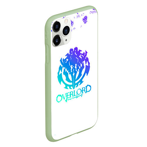 Чехол iPhone 11 Pro матовый Overlord неоновый логотип / 3D-Салатовый – фото 2