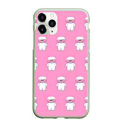 Чехол iPhone 11 Pro матовый ЛАЛАФАНФАН на розовом фоне, цвет: 3D-салатовый