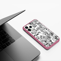 Чехол iPhone 11 Pro матовый Сага о Винланде pattern, цвет: 3D-малиновый — фото 2