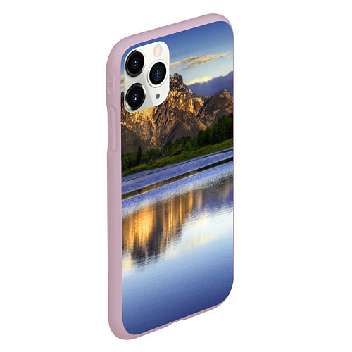 Чехол iPhone 11 Pro матовый Горы mountains / 3D-Розовый – фото 2