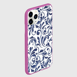 Чехол iPhone 11 Pro матовый Гжелевый рисунок, цвет: 3D-фиолетовый — фото 2