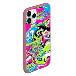 Чехол iPhone 11 Pro матовый Абстрактные мраморные разводы в ярких цветах Поп а, цвет: 3D-малиновый — фото 2